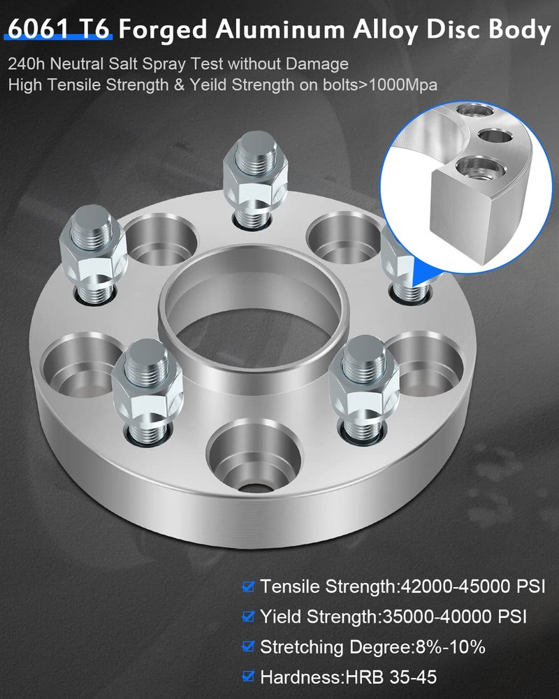 ECCPP 2X 1 inch 5x4.5 Hubcentric Wheel Spacers 5 Lug 5x114.3 to 5x114.3mm 64.1mm Hub Fits for 2006-2015 for Honda Civic 1997-2016 for Honda CR-V with 12x1.5 Studs - Image 5